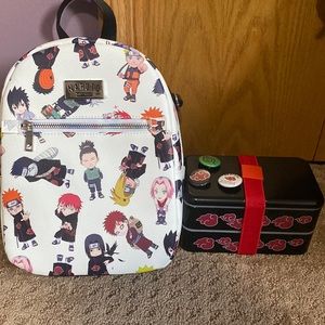 Naruto Shippuden Mini Backpack with Bento Box and Pins Included.